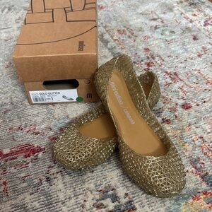 Mini Melissa Glitter Gold Jelly Ballet Flats
